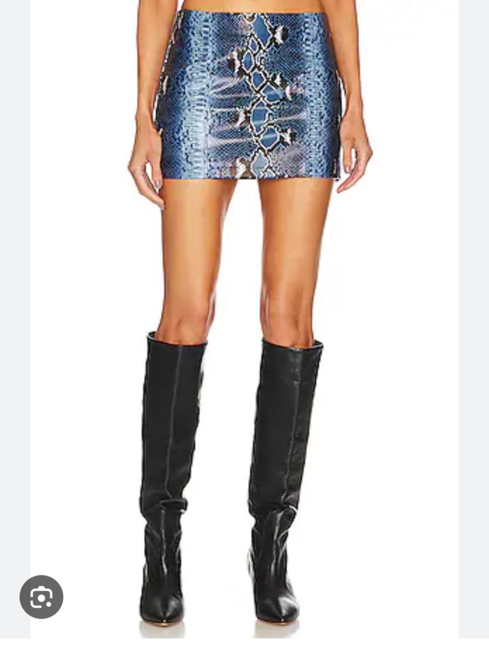 Camila Coelho Moreau Blue Snake-Print Mini Skirt - size L